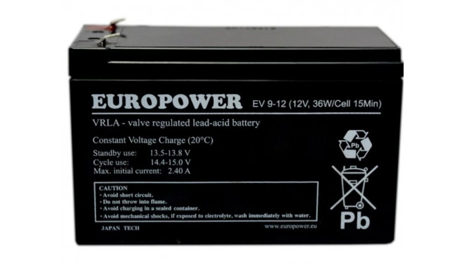 AUKUMULATOR EUROPOWER EV 12V 9Ah