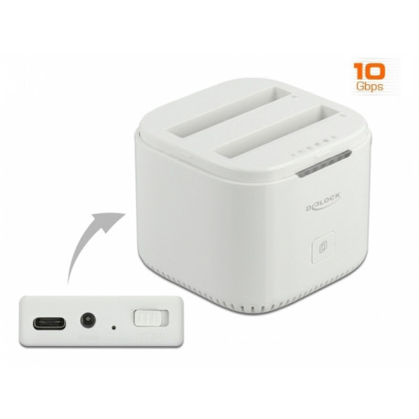HDD/SSD DOCKING STATION DELOCK SATA 2X2.5" USB C 3.1 CLONING FUNCTION