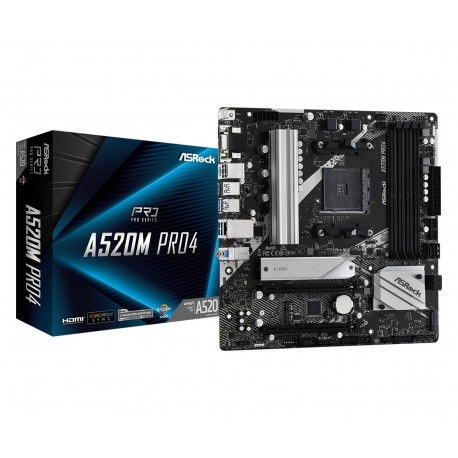 ASRock mainboard A520M Pro4 AM4 4DDR4 HDMI/DP/VGA M.2 mATX