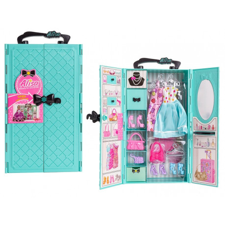 Askato Doll Dressing room with equipment, blue