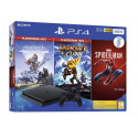 Sony Playstation 4 Slim 500GB (PS4) Black + Horizon Zero Dawn+ Ratchet & Clank + Spider Man