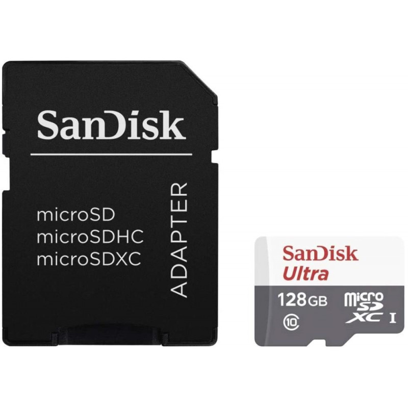 Карта памяти 128gb microsdxc class10 sandisk sdsquns 128g gn6ta ultra 80 adapter