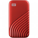 WD My Passport External SSD 500GB, USB 3.2, Red, 1050MB/s Read, 1000MB/s Write, PC & Mac Compatiable