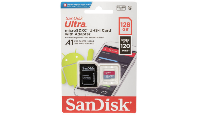 SanDisk memory card microSDXC 128GB Ultra A1 120MB/s + adapter (SDSQUA4-128G-GN6MA)