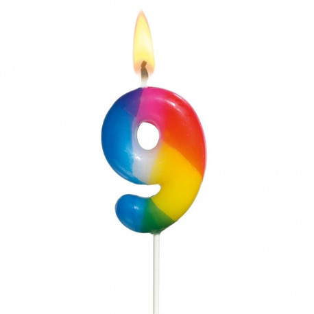 Susy Card tordiküünal, 5 cm, number 9, värviline