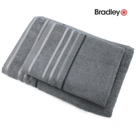 Bradley Полотенце фроте, 50 x 70 см, с полосатой каймой, серое