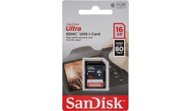 SanDisk mälukaart SDHC 16GB Ultra Lite 80MB/s )SDSDUNS-016G-GN3IN)