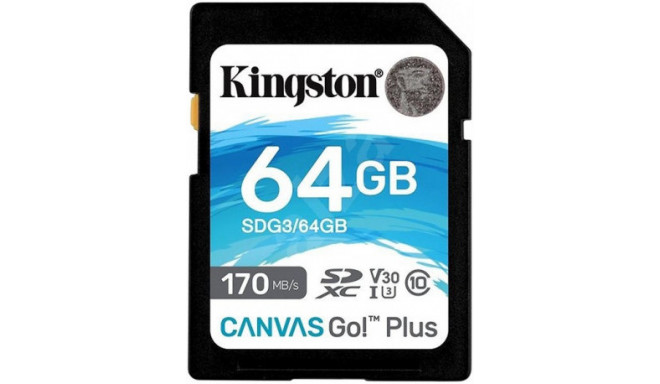 Kingston memory card SDXC 64GB Canvas Go Plus Class 10
