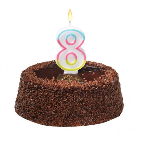Susy Card tordiküünal, 9 cm, number 8, värviline