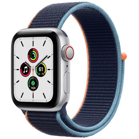 Apple Watch SE GPS + Cellular 40mm Sport Loop, silver/deep navy (MYEG2EL/A)