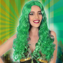 Wig with curly hair, green