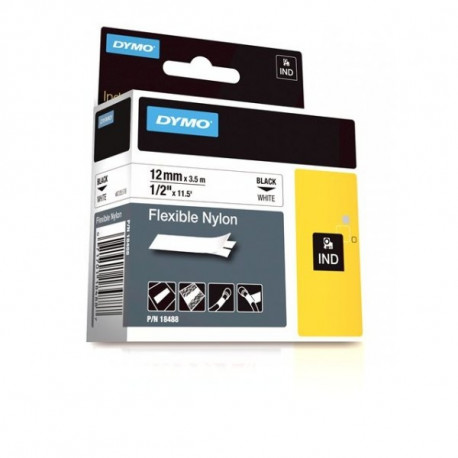 DYMO Rhino nailonlint 12 mm x 3,5 m / must valgel (18488)