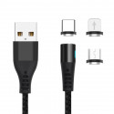 Maxlife MXUC-02 magnetic cable USB - Lightning + USB-C + microUSB 2A black Fast Charge