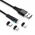Maxlife MXUC-02 magnetic cable USB - Lightning + USB-C + microUSB 2A black Fast Charge