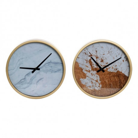 Настенное часы DKD Home Decor Металл Стеклянный Деревянный MDF (2 pcs)