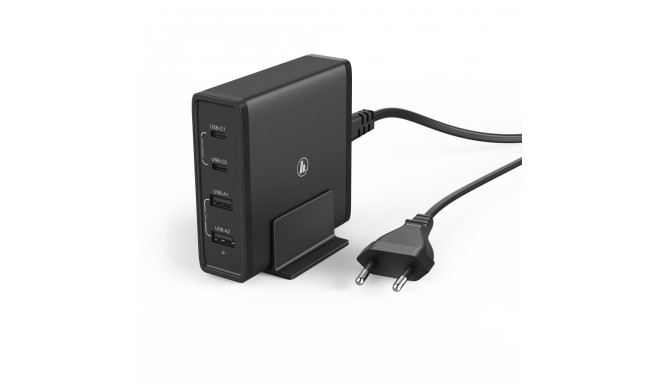 USB-laadija seinapesasse Hama 60Watt Charging Station, 4-port (2x PD USB-C, 2x USB-A), 3A QC3.0, mus