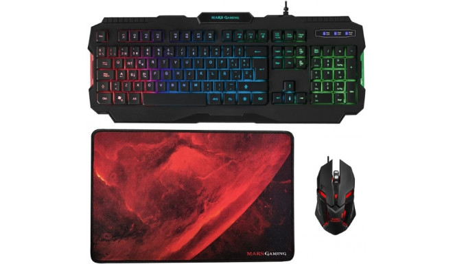 Pack Gaming Mars Gaming MCP118 Mouse Mat Keyboard and Mouse (Refurbished B)