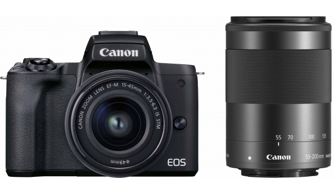 Canon EOS M50 Mark II + EF-M 15-45 мм + 55-200 мм, черный