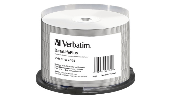 Verbatim DVD-R 4,7GB 16x Wide Thermal Printable 50tk