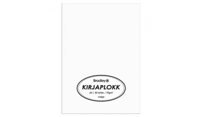 Bradley kirjaplokk a4, 50 lehega valge 70g Bradley