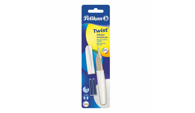 Pildspalva Pelikan Twist balta pērle - zila tinte