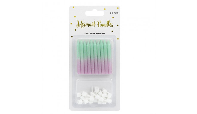 PartyDeco Свечи для торта с подсвечниками Mermaid, 20 шт