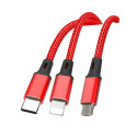 XO cable NB173 3in1 USB - Lightning + USB-C + microUSB 1,2 m 2,4A red