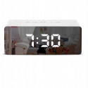 RoGer Mirror Digital Clock Electronic LED / Alarm Clock / Thermometer / White