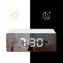 RoGer Mirror Digital Clock Electronic LED / Alarm Clock / Thermometer / White