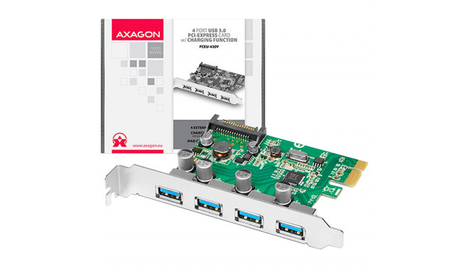 AXAGON PCEU-430V PCIe Adapter 4x USB3.0 UASP VIA
