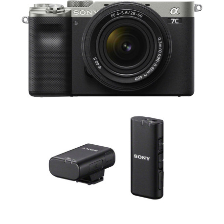 Sony a7C + 28-60mm Kit + Sony wireless microphone, silver