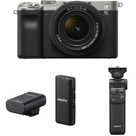 Sony a7C + 28-60mm Kit + Sony беспроводной микрофон + ручка-миништатив, серебристый