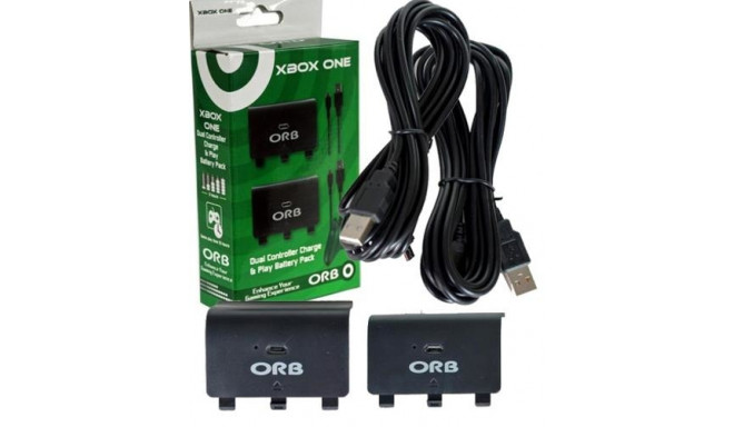 ORB Dual Controller Charge & Play Battery Pack, Xbox One Black Indoor