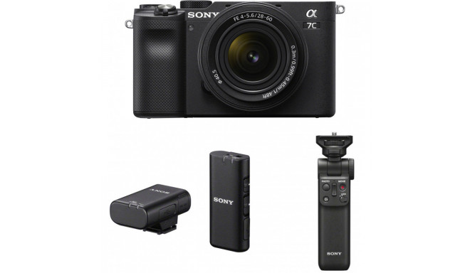 Sony a7C + 28-60mm Kit + Sony беспроводной микрофон + ручка-миништатив, черный