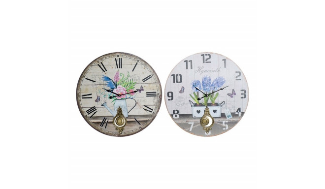 Настенное часы DKD Home Decor Цветы Металл Деревянный MDF (2 pcs) (58 x 2 x 58 cm)