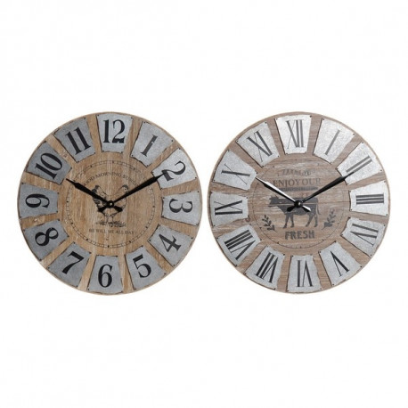 Настенное часы DKD Home Decor Металл Деревянный MDF (2 pcs) (60 x 7 x 60 cm)