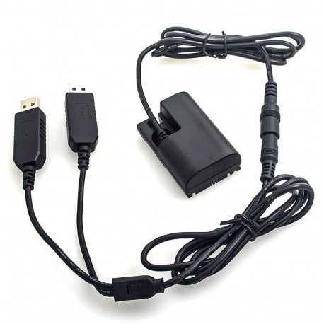 Caruba Canon LP E6 Full Decoding Dummy Batterij + 5V 2A Dubbele USB kabel