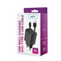 Setty USB-laadija 3A, must + USB-C kaabel 1m