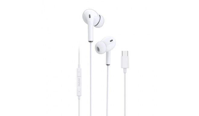 Dudao in-ear headphones headset with remote control and microphone USB Type C white (X14T white)
