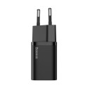 Baseus Super Si Quick Charger 1C 25W EU Sets Black + Mini Black Cable Type-C to Type-C 3A 1m (TZCCSU