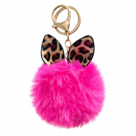 Fluffy ball phone pendant pink