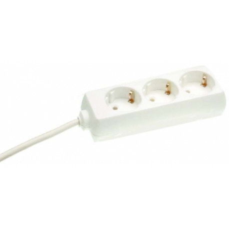 Power extension cord 3 sockets 1.5m, white