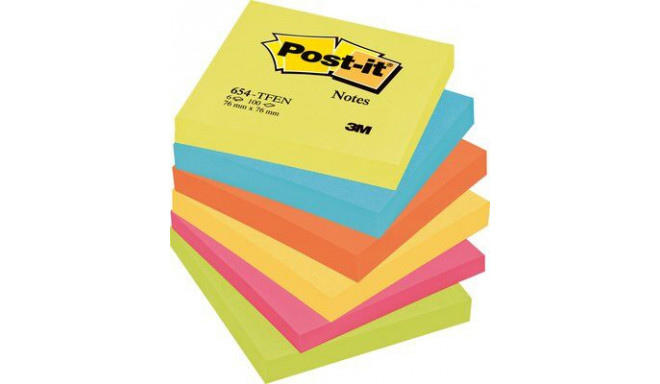 Märkmepaber iseliimuv POST-IT 654EN ENERGIA 76x76mm (pakis 6*100l.)