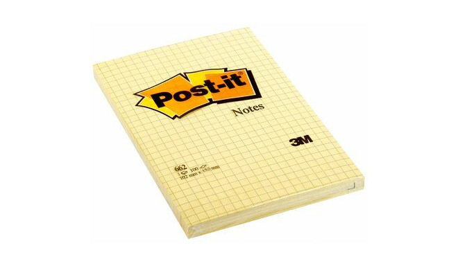 Märkmepaber iseliimuv POST-IT 662  kollane ruuduline 102x152mm (pakis 100l.)