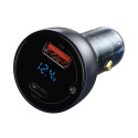 Baseus car charger USB / USB Type C 65 W 5 A SCP Quick Charge 4.0+ Power Delivery 3.0 LCD display gr