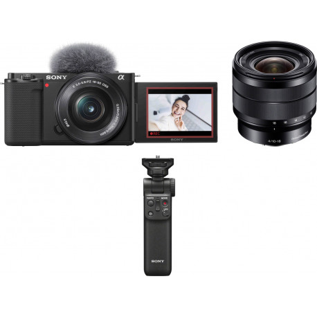 Sony ZV-E10 + 16-50mm + 10-18mm + käepide