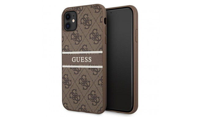 Guess case for iPhone 11 GUHCN614GDBR brown hard case 4G Stripe