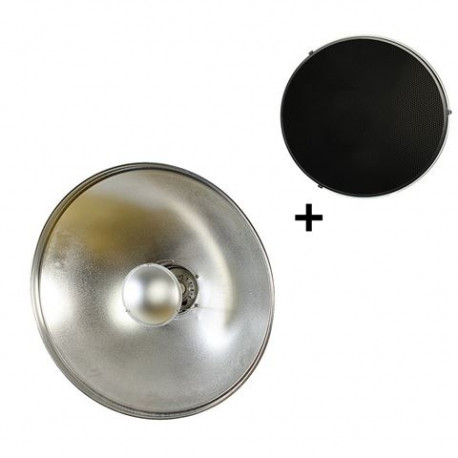 StudioKing Beauty Dish Silver SK-BD420 42 cm with Honeycomb Grid