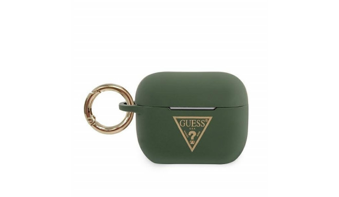 Guess GUACAPLSTLKA AirPods Pro cover khaki Silicone Triangle Logo