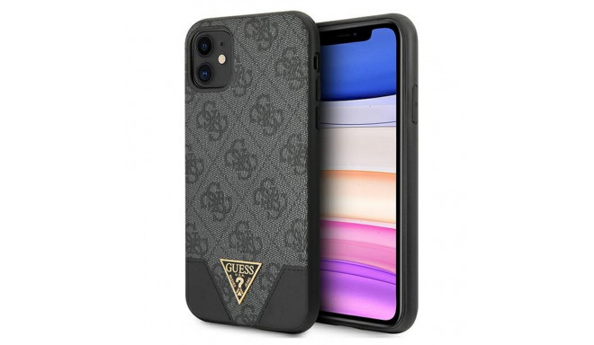 Guess case for iPhone 11 GUHCN61PU4GHBK gray hard case 4G Triangle Collection